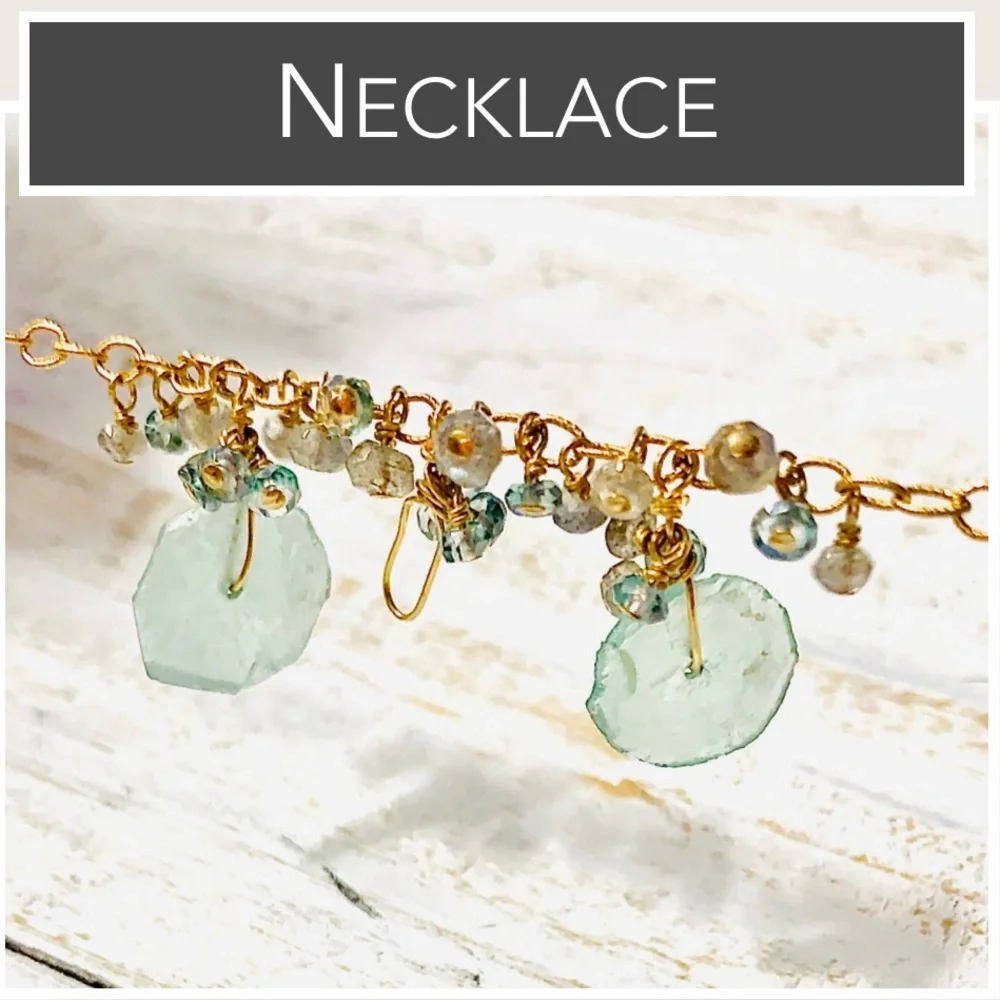 14K‎ GF Sea Glass & Labradorite Necklace (14K Gold-Filled)
